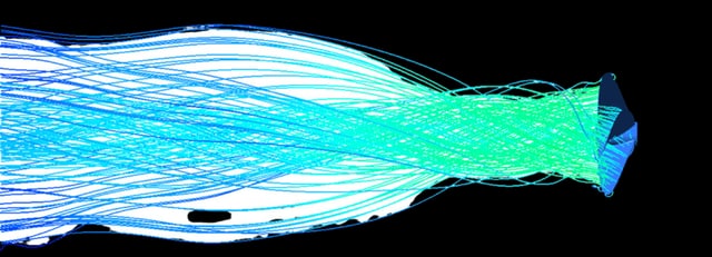 CFD streamline visualization of flow around a hull